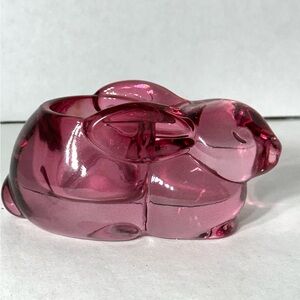 Indiana Glass Rose Rabbit Candle Votive Holder Vintage